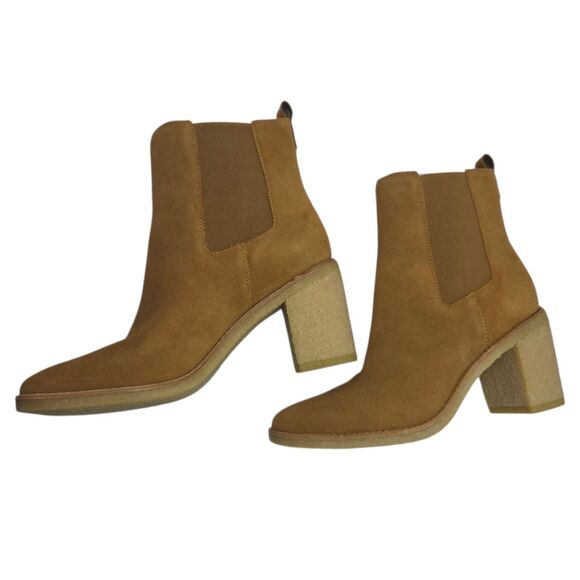 Lauren Ralph Lauren Marianna Camel Water Repellent Suede Chelsea Booties 10B NEW - Picture 9 of 15
